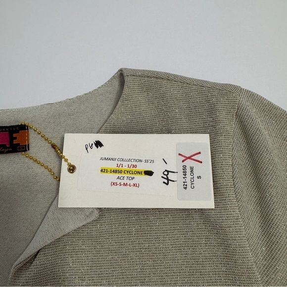 ISLE by Melis Kozan Ace Top Cyclone Metallic Layered Blouse NWT Size Small - Picture 5 of 8